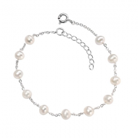 White Fresh Water Pearl Sterling Silver Bracelet.
